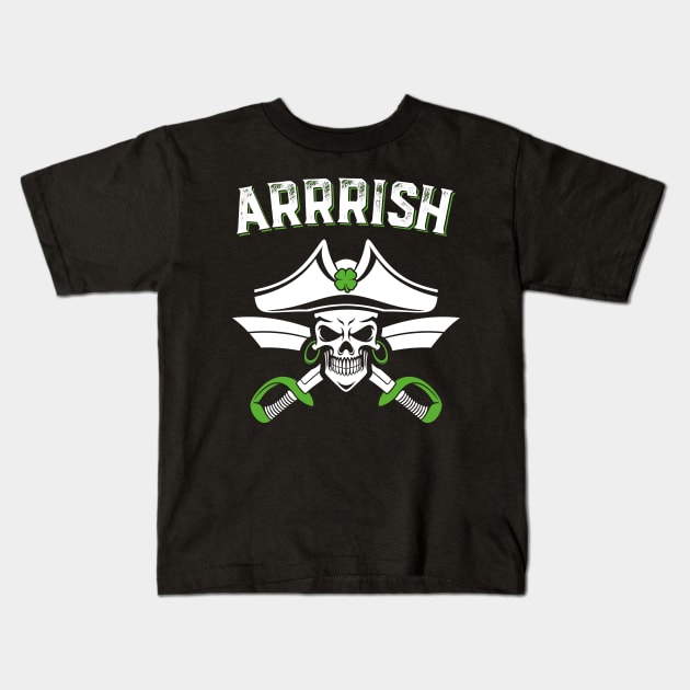 Arrish Irish Pirate Funny St Patricks Day Kids T-Shirt by trendingoriginals